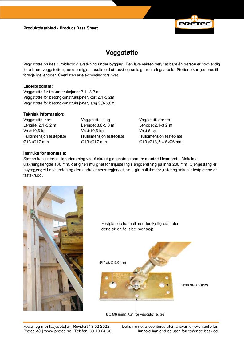 

Produktdatablad elementsøtte

